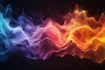 Poster - Colorful and dynamic wave designs form a captivating visual harmony on a dark canvas