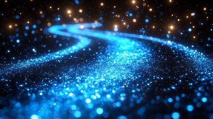 Poster - In this 3D illustration, bundles of abstract optical fibers leverage bright light signals for fast data transmission, representing a high-speed internet connection technology