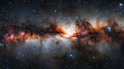 Wall Mural - a cosmic panorama of stars and nebulas in the milky way