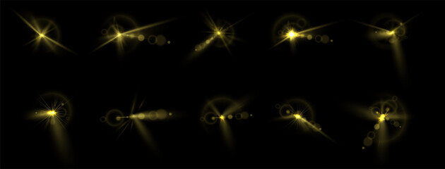 Wall Mural - light yellow star. light sunny sparkle. white light flash gold. vector illustrator. lighting effects