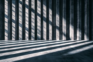 Poster - Inside a spotless concrete room illuminated by natural light, there's a mock-up space on the wall, created using 3D rendering techniques