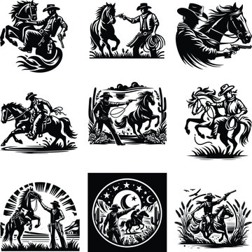 Cowboy And Horse Reaching Svg,Rodeo Svg, Western Svg