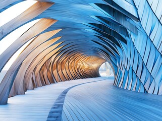Poster - An abstract perspective of a white twisted tunnel in 3D render