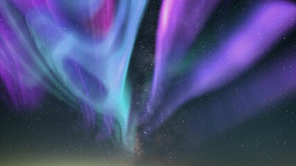 Wall Mural - aurora and milky way galaxy sunrise time lapse enchantment