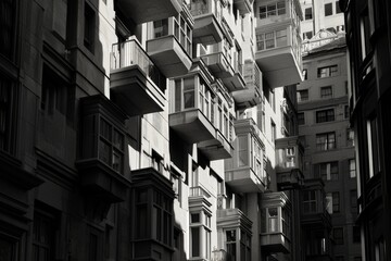 Poster - Black and white stock photo featuring modern buildings