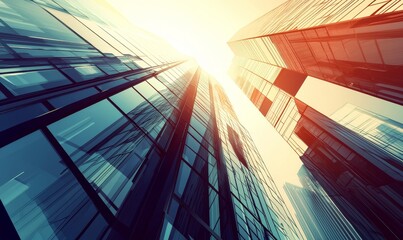 Poster - Abstract modern architecture with a background of metal and glass