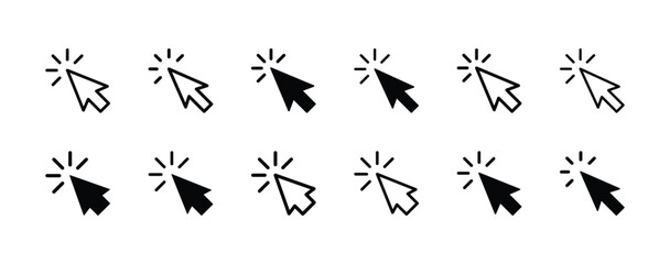 Set of cursor icons vector. Click symbol illustration on white background
