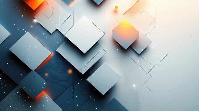 Background with sleek geometric shapes, gradients in black white and orange