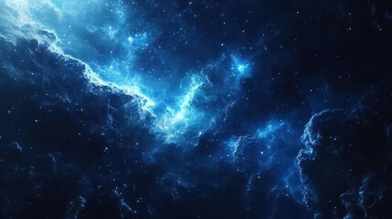 Wall Mural - cosmic nebula with glowing blue and white clouds