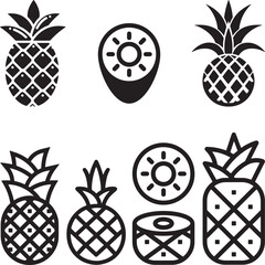 Wall Mural - A black and white illustration of a Pineapple