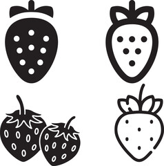 Wall Mural - A black and white illustration of a strawberry