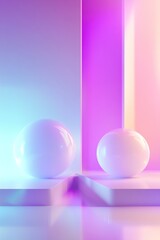 Poster - futuristic gradient background with neon colors and floating geometric shapes creating a vibrant dig