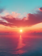 A background of a gradient resembling a sunrise, blending soft peach to sky blue.