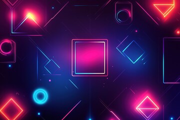 Poster - futuristic gradient background showcasing neon shapes with soft glows and clean space for modern des