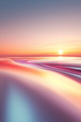 Poster - Futuristic abstract landscape with sleek metallic surfaces and a glowing horizon at twilight