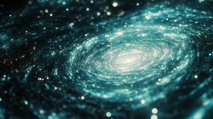 Wall Mural - a close-up view of a sparkling blue galaxy with a bright center