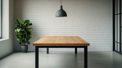 Aufkleber - Empty table illuminating a sustainable and eco-friendly office design