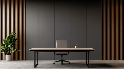 Poster - Modern minimalist office interior with empty desk and chair