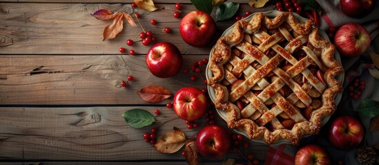 Aufkleber - Homemade Organic Apple Pie Dessert Prepared for Enjoyment. with copy space image. Place for adding text or design