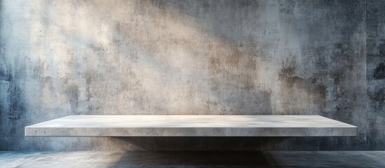 Leinwandbilder - An empty exposed concrete table with a wall background serving as an interior backdrop for product presentation. with copy space image. Place for adding text or design