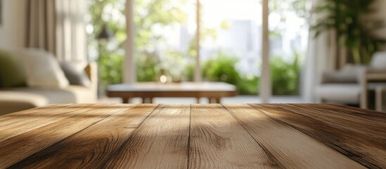 Aufkleber - Tabletop and blurred living room background. with copy space image. Place for adding text or design