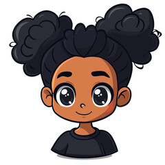 cute little African American girl cartoon vector illustration graphic design.