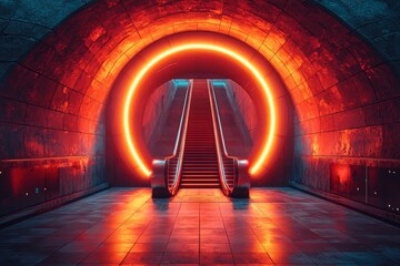 Aufkleber - Vibrant abstract circle tunnel seamlessly looping, showcasing dynamic colors in high dynamic range 4K footage, perfect for events and immersive experiences