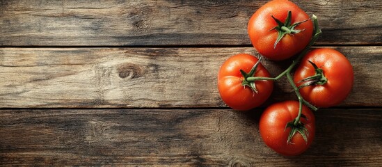 Aufkleber - Ox heart tomatoes on a rustic wood background with free space for text Top view. with copy space image. Place for adding text or design