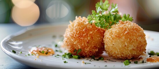 Aufkleber - Japanese cuisine croquette fried with breadcrumbs. with copy space image. Place for adding text or design