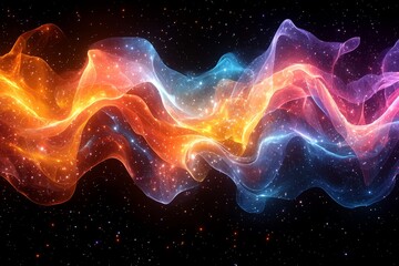 Aufkleber - Creative motion design with colorful cubes and spiral designs on a dark canvas, exhibiting continuous vertical motion for phones and mobile screens – with abstract shades in green, blue, and purple