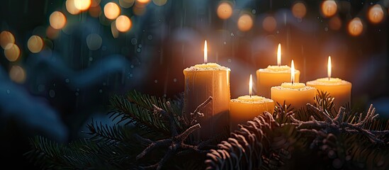 Aufkleber - Advent season with four candles lit plus room for your content. with copy space image. Place for adding text or design
