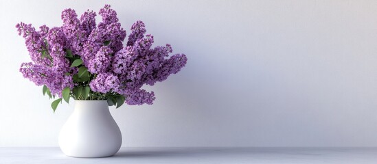 Aufkleber - a bunch of lilacs in a white vase. with copy space image. Place for adding text or design