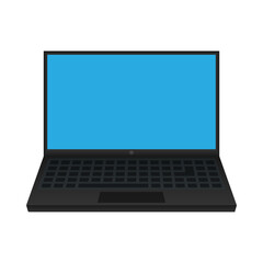 Poster - Laptop with a blue screen. Vector illustration isolated on a white background