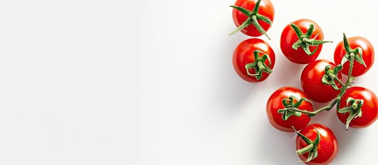 Fototapete - Red tomatoes on a white background clipping path included. with copy space image. Place for adding text or design