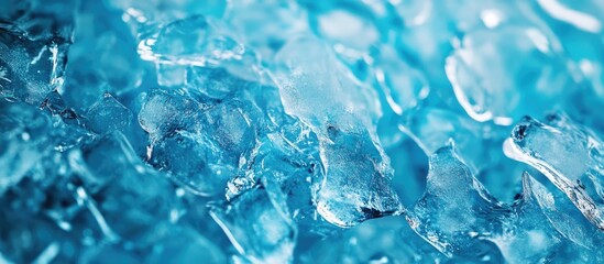 Fototapete - Crushed blue ice glass pieces create a textured background Close up of frozen water. with copy space image. Place for adding text or design