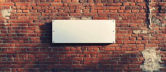 Poster - Clipping path of a brick wall and a white sign. with copy space image. Place for adding text or design