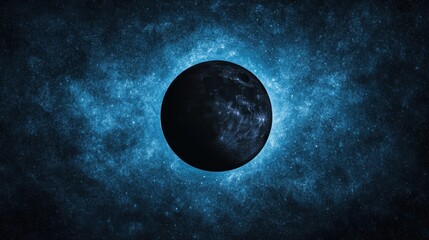 Wall Mural - Celestial Body in a Nebula Dark Planet in Cosmic Space