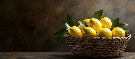 Fototapete - Lemons in a threshing basket. with copy space image. Place for adding text or design