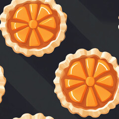 Wall Mural - Pumpkin pie flat illustration icons, Pumpkin pie seamless pattern