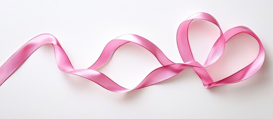 Aufkleber - Heart shaped pink ribbon isolated on white. with copy space image. Place for adding text or design
