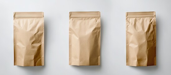 Poster - Brown paper bag set against a white background. with copy space image. Place for adding text or design