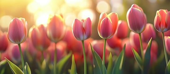 Aufkleber - Lovely tulips in a Dutch landscape captured from various angles. with copy space image. Place for adding text or design