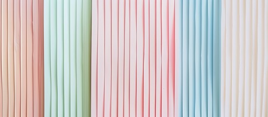 Fototapete - Close up of three layers of pastel striped paper texture for the background Three sheets of pastel striped paper. with copy space image. Place for adding text or design