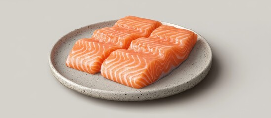 Fototapete - Sliced raw salmon on a plate. with copy space image. Place for adding text or design