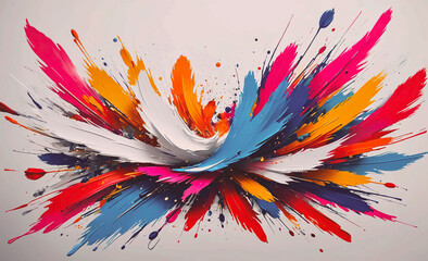 Aufkleber - Colorful painting with a white background. The painting is full of different colors and has a lot of detail