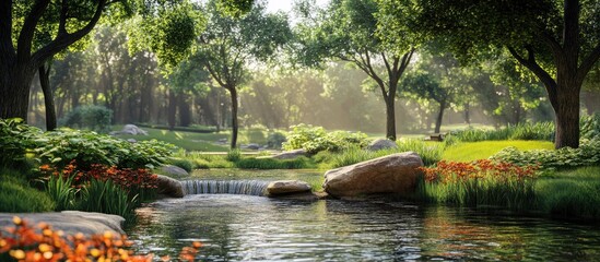 Aufkleber - park scenery. with copy space image. Place for adding text or design