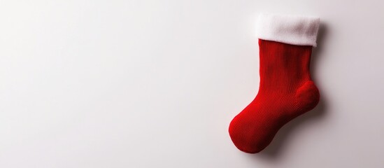 Poster - christmas boot sock held against a white background isolation. with copy space image. place for addi