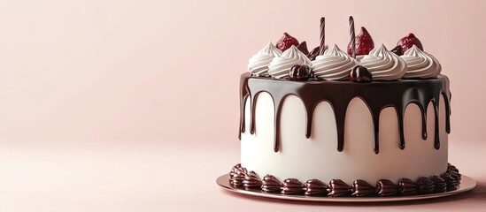 Poster - birthday cake homemade dessert. with copy space image. Place for adding text or design