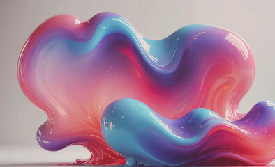 Poster - blob of purple, blue, and pink paint. the purple is on the left, the blue is in the middle, and the 