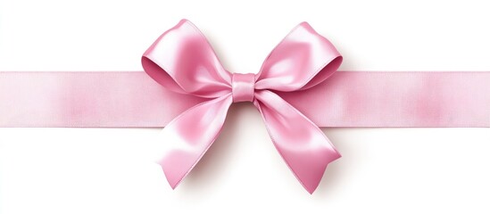 Aufkleber - Single pink gift bow with three wide ribbons in parallel over a white background. with copy space image. Place for adding text or design